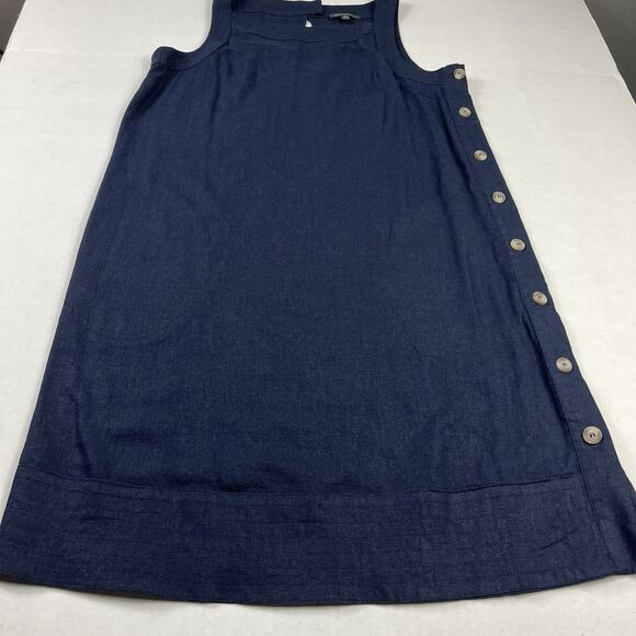 For Cynthia Lagenlook Linen Blend Shift Dress Blue Sleeveless Casual Relaxed S - Picture 2 of 10